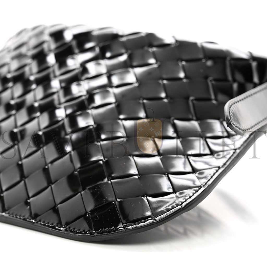 BOTTEGA VENETA PATENT INTRECCIATO SHOULDER BAG BLACK (31*20*3cm)