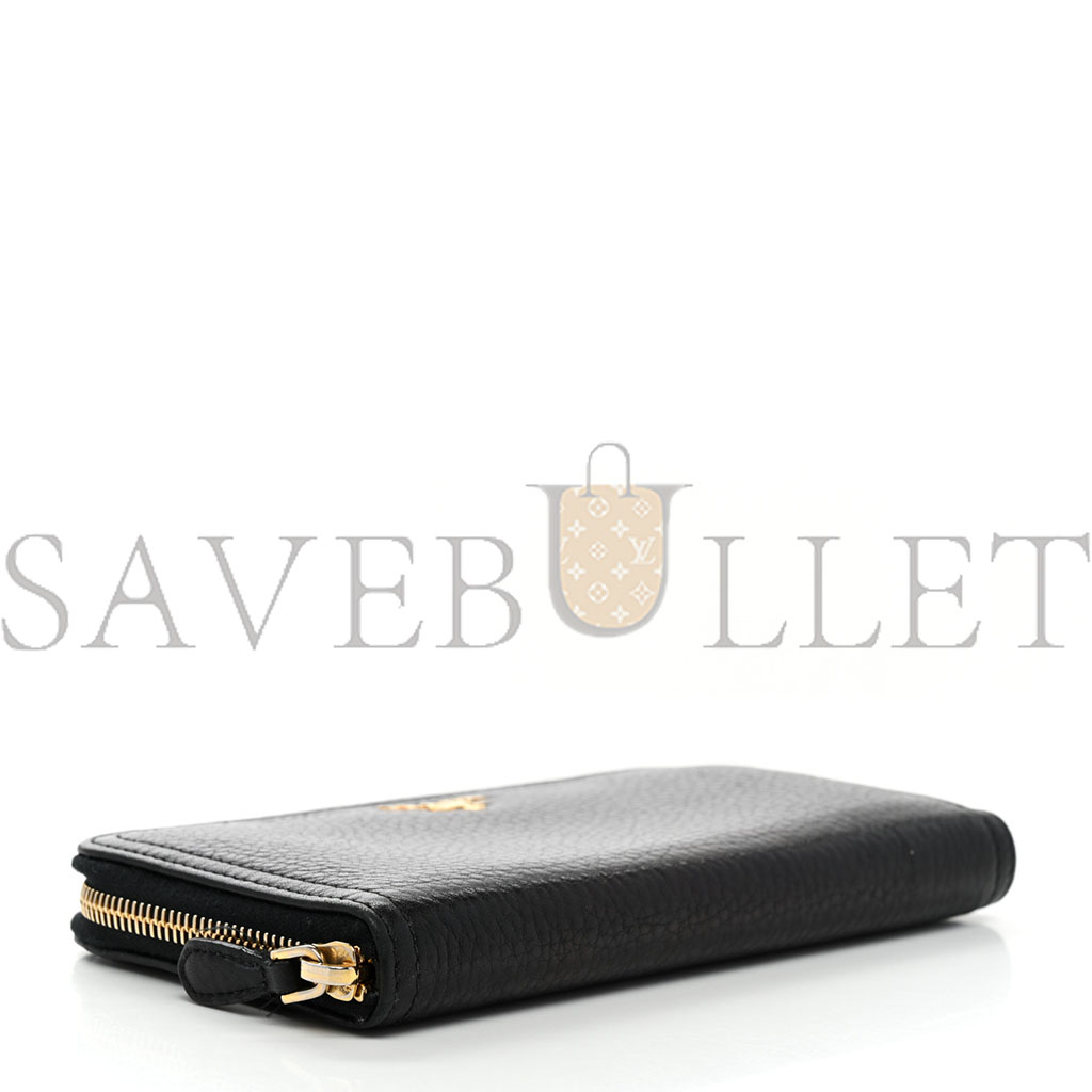 PRADA VITELLO DAINO ZIP AROUND WALLET BLACK (18*11*3cm)