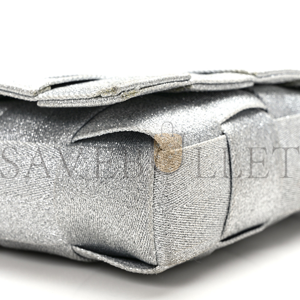 BOTTEGA VENETA WEBBING MAXI INTRECCIATO CASSETTE BAG SILVER (23*15*5.5cm)