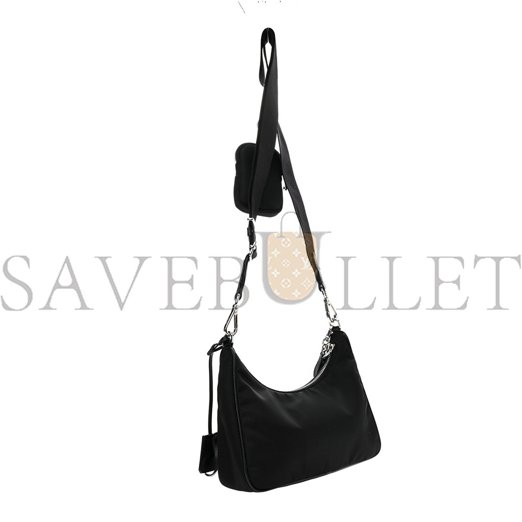 PRADA NYLON RE-EDITION 2005 SHOULDER BAG BLACK (18*18*6cm)