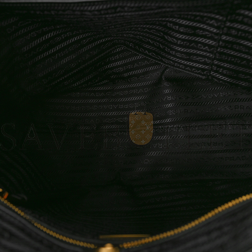 PRADA TESSUTO NYLON SOFT CALF SHOPPING TOTE BLACK (30*25*15cm)