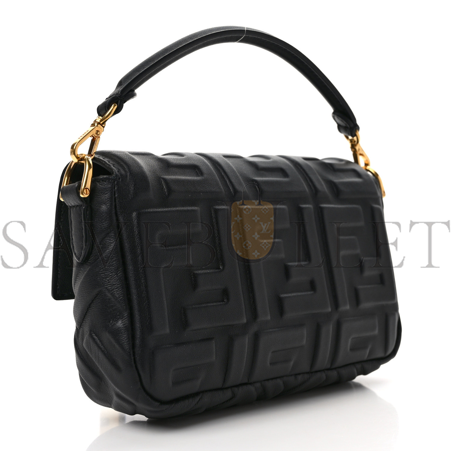 FENDI NAPPA FF 1974 EMBOSSED MINI BAGUETTE BLACK (18*12*4cm)