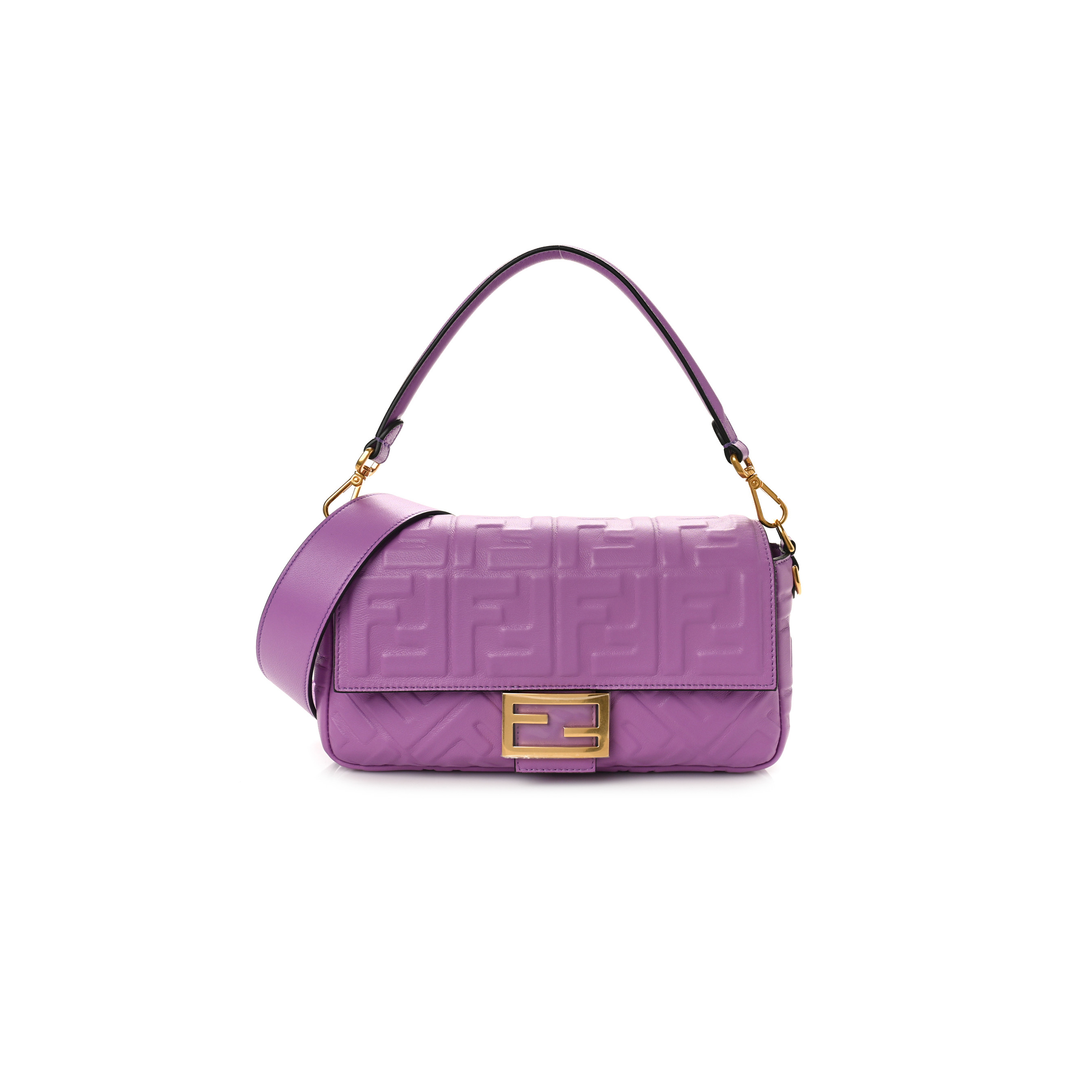 FENDI NAPPA FF 1974 EMBOSSED BAGUETTE AGAPANTO (26*14*6cm)