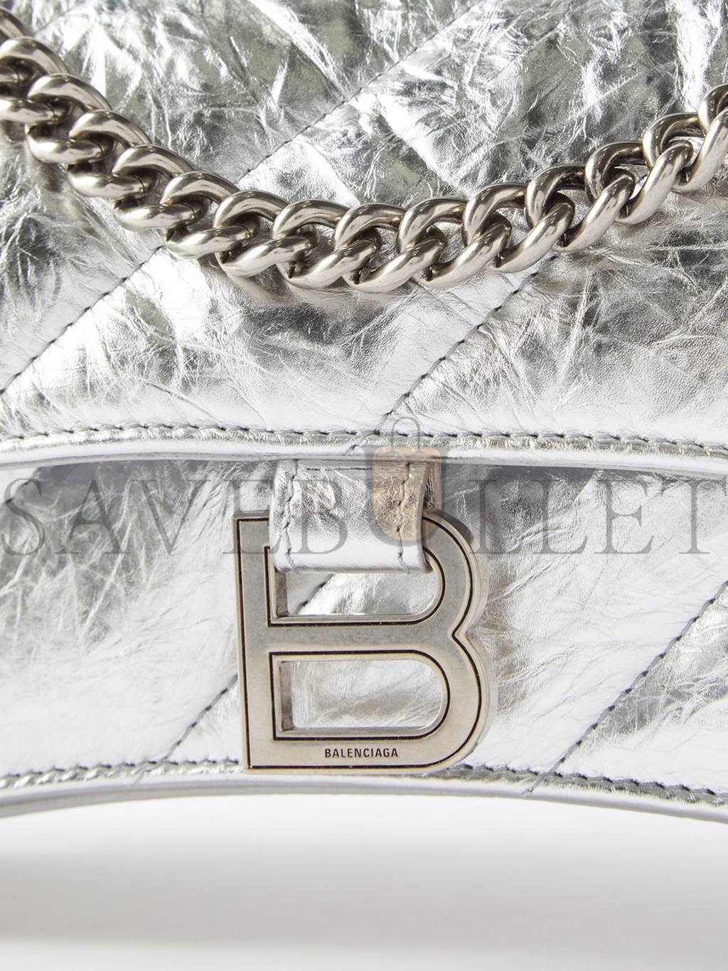 BALENCIAGA SILVER CRUSH S QUILTED CREASED-LEATHER SHOULDER BAG MATCHESFASHION US (25.4*14.9*10cm)