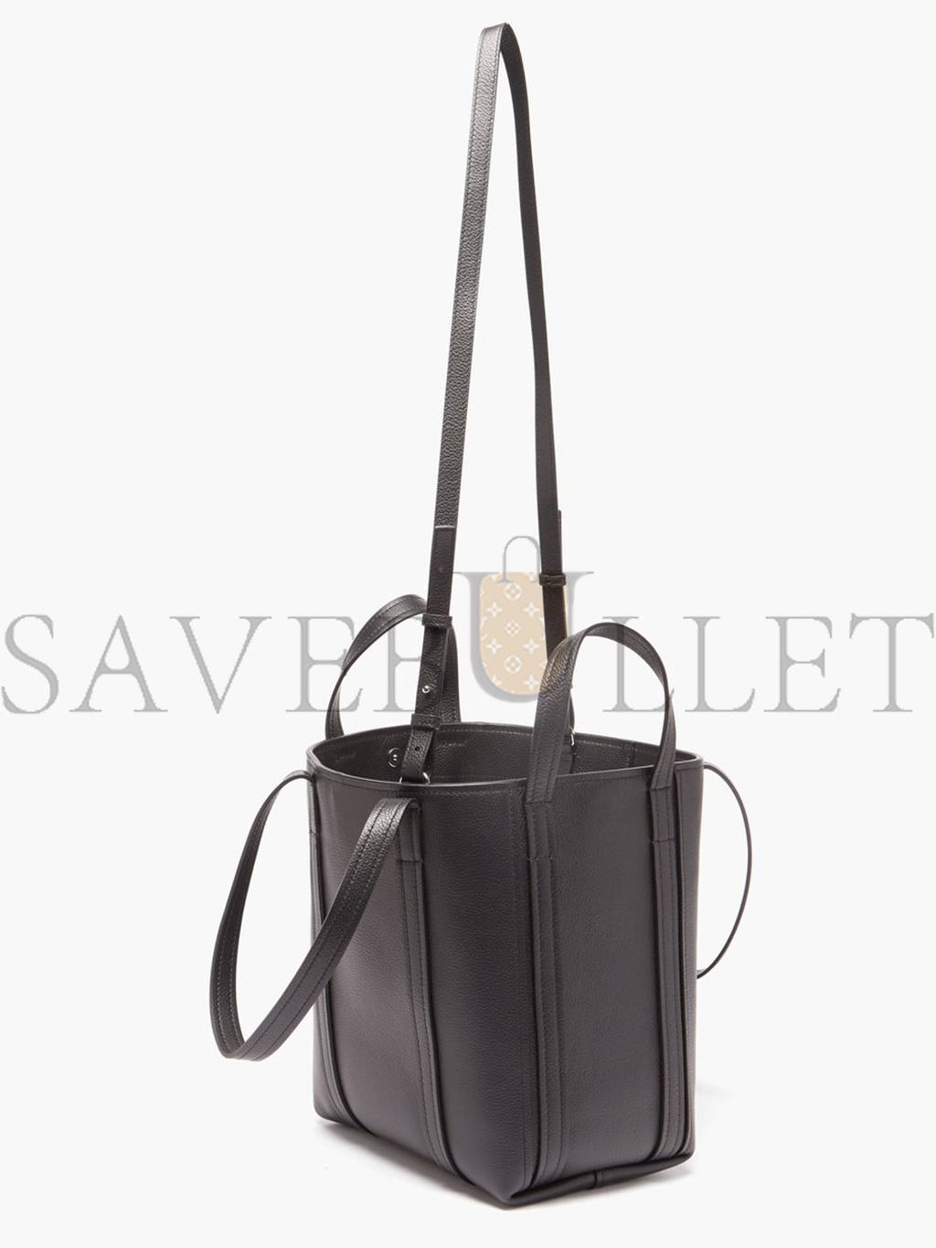 BALENCIAGA BLACK EVERYDAY LOGO-PRINT LEATHER TOTE BAG MATCHESFASHION US (22.5*14.5*10cm)