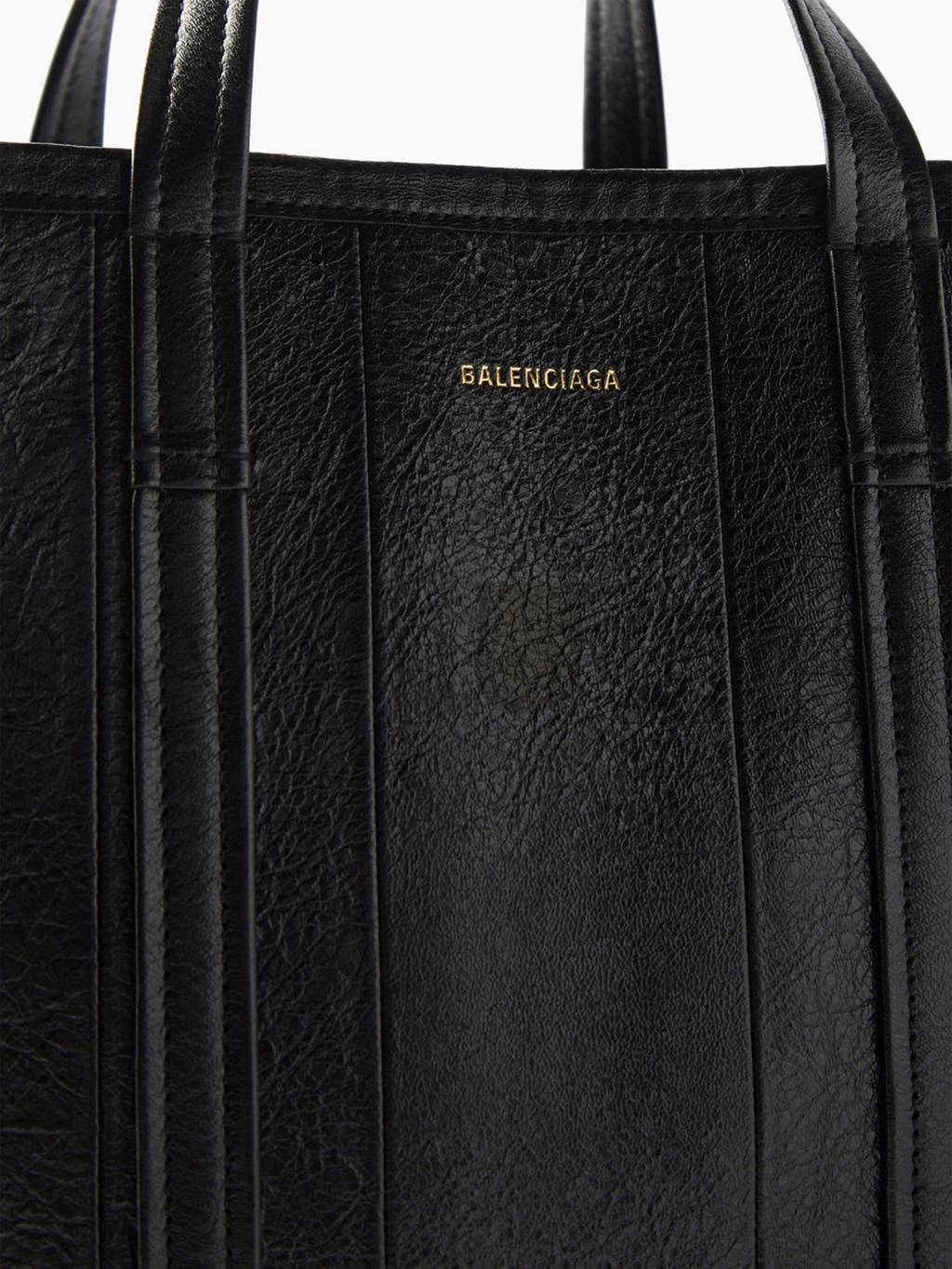 BALENCIAGA BLACK BARBES M CRINKLED-LEATHER TOTE BAG MATCHESFASHION US (40.8*29.2*13.9cm)