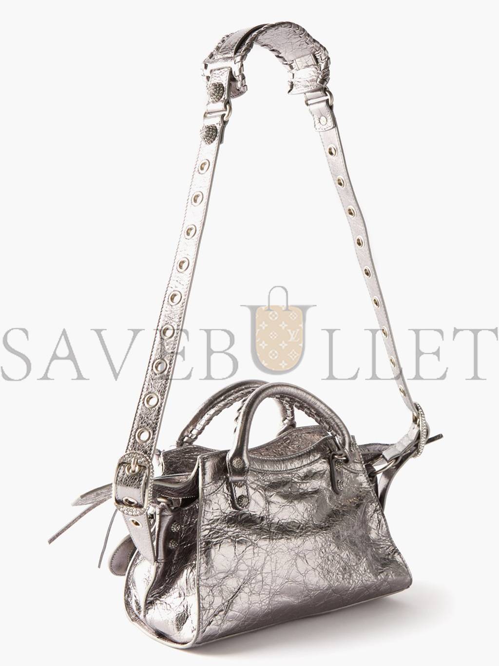 BALENCIAGA SILVER NEO CAGOLE CITY XS LEATHER BAG  MATCHESFASHION US (25.6*17*11.1cm)