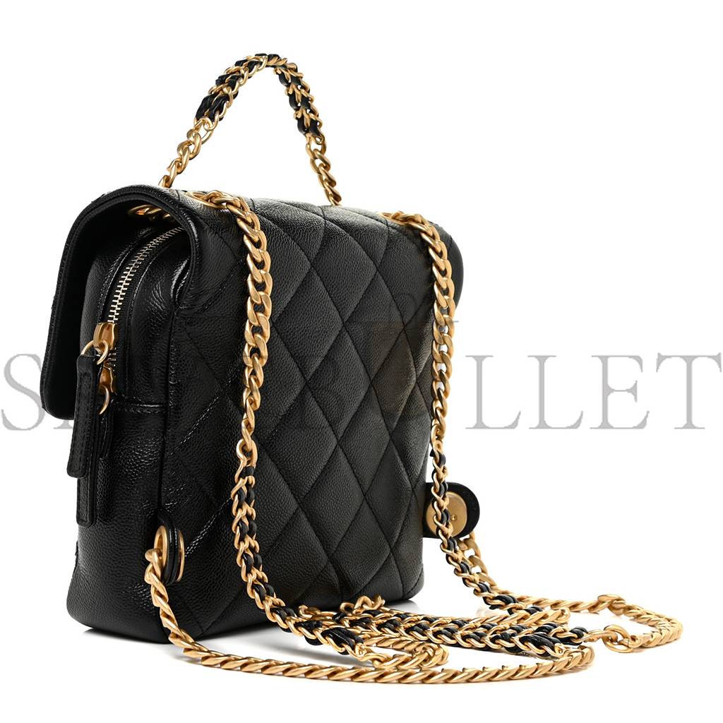 CHANEL CAVIAR QUILTED MULTI CHAIN BACKPACK BLACK (18*18*6cm)