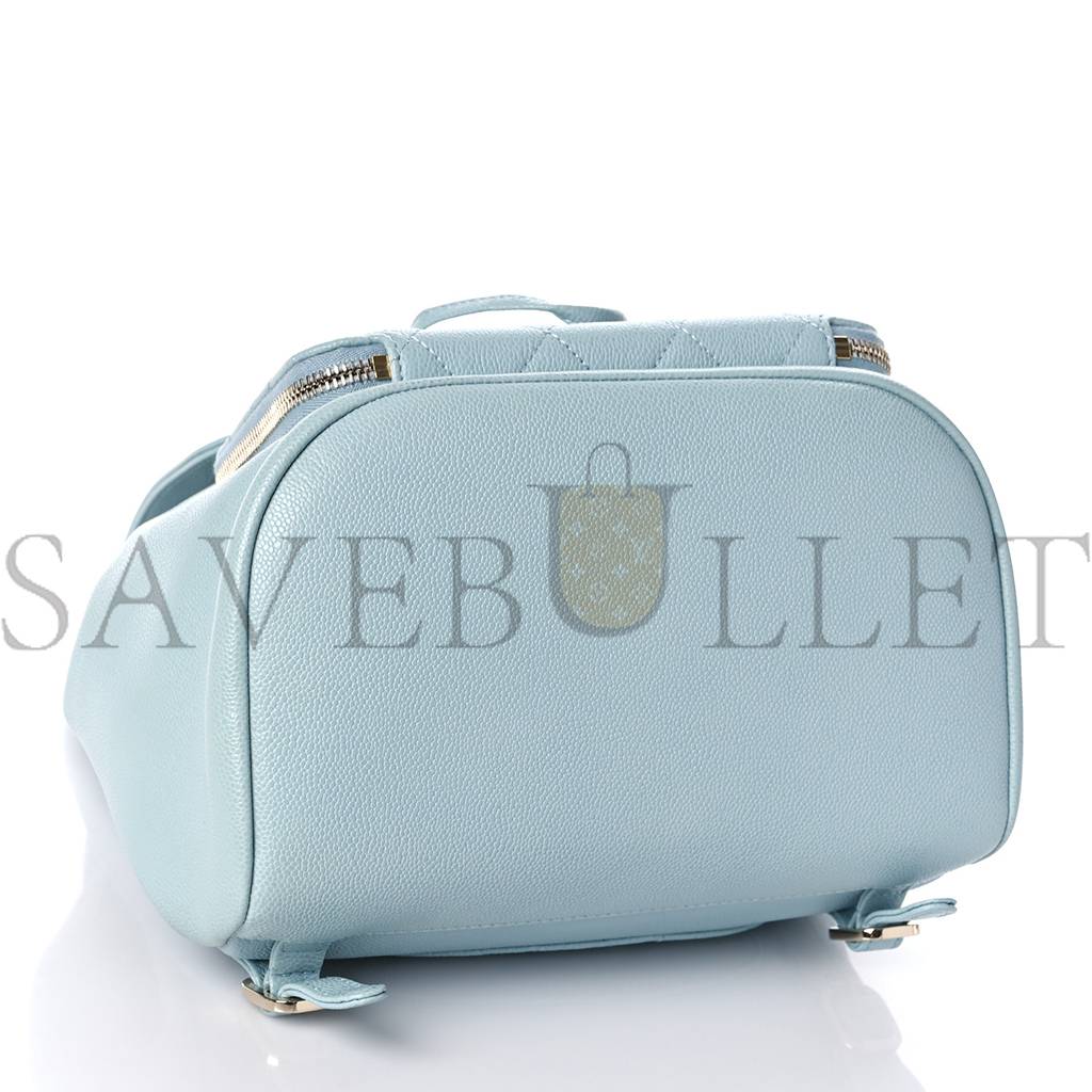 CHANEL CAVIAR QUILTED BUSINESS AFFINITY BACKPACK LIGHT BLUE (24*23*13cm)