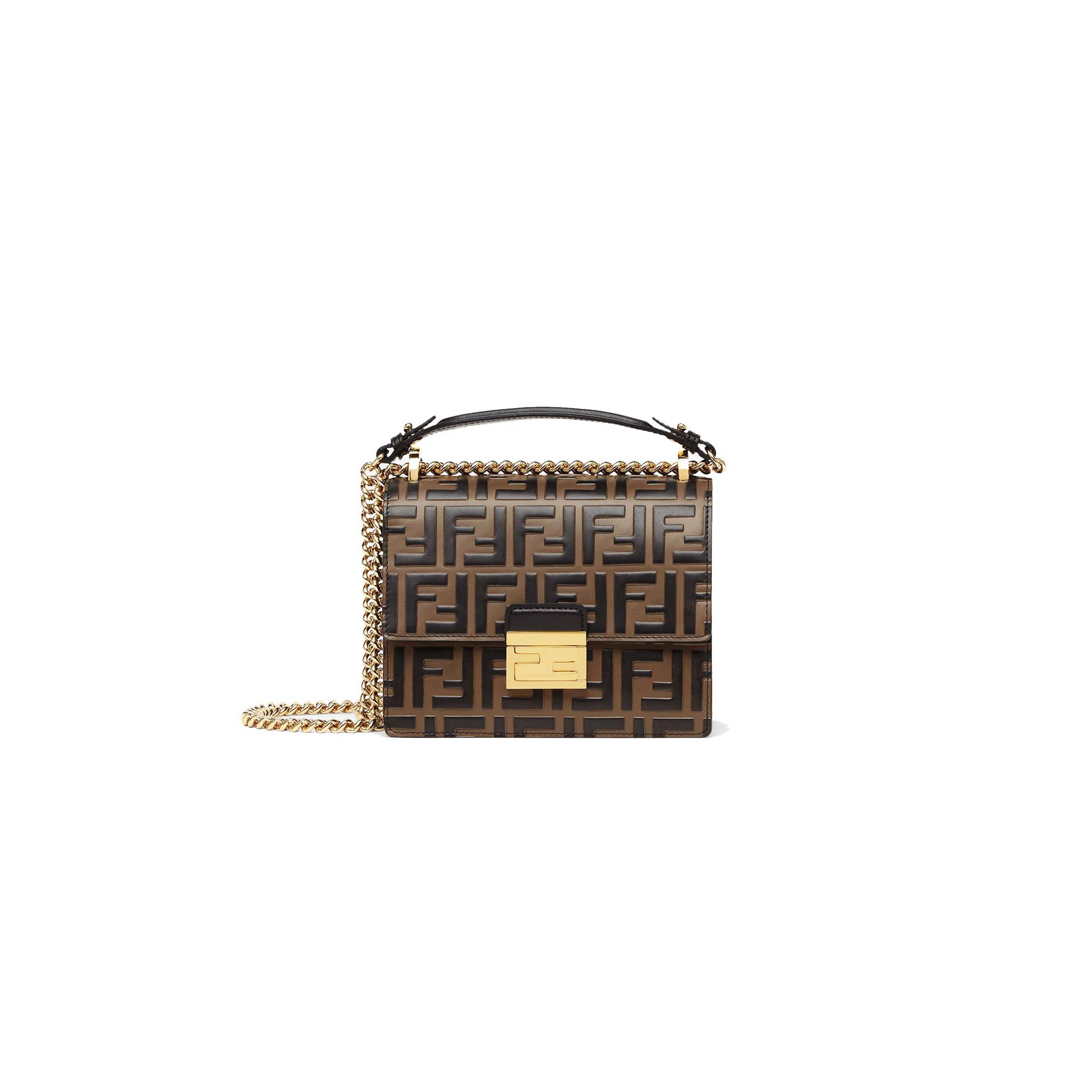 FENDI KAN U SMALL - BROWN LEATHER MINI-BAG 8M0417A659F13VK (19*13*9cm)