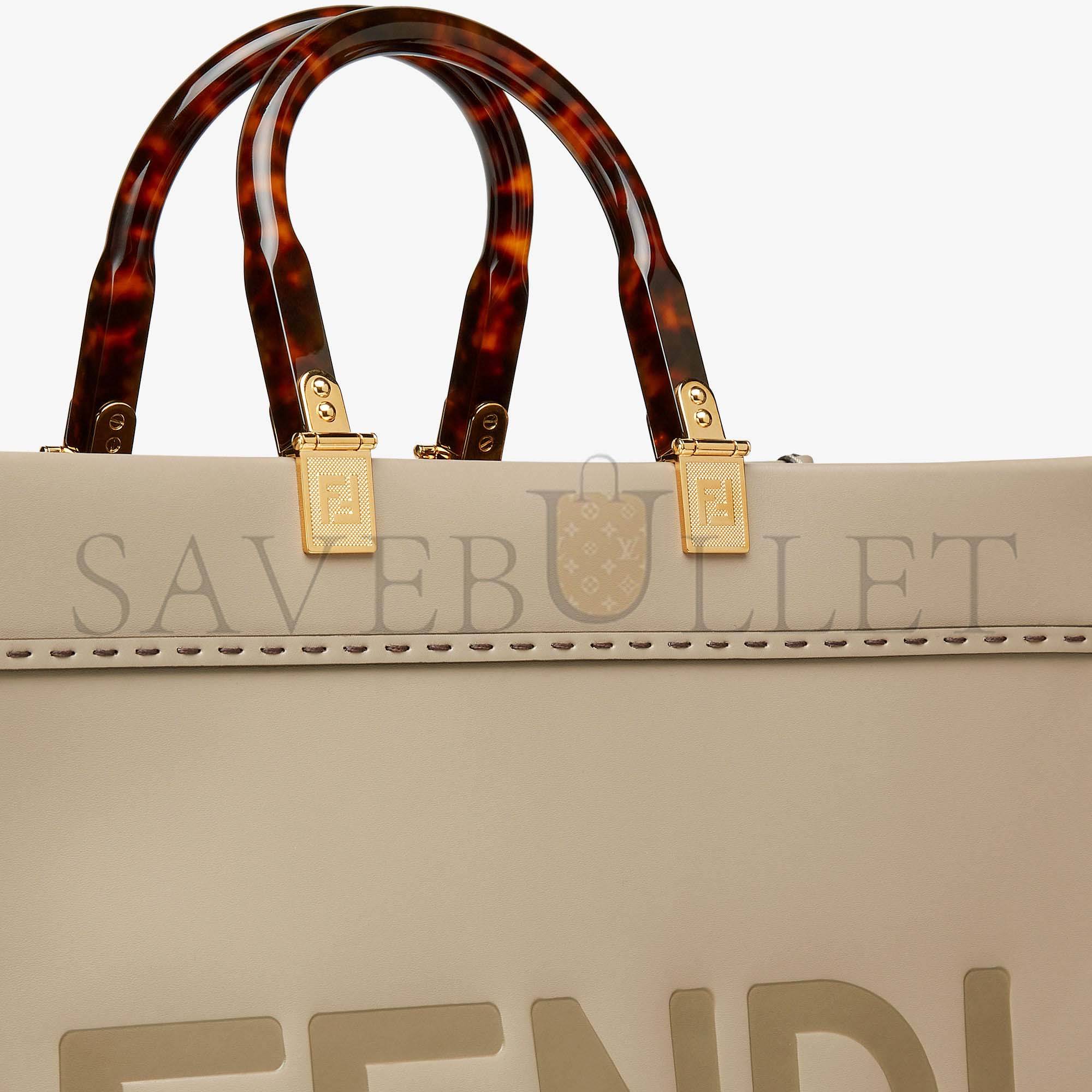 FENDI SUNSHINE MEDIUM - DOVE GRAY LEATHER SHOPPER 8BH386ABVLF0E65 (35*31*17cm)