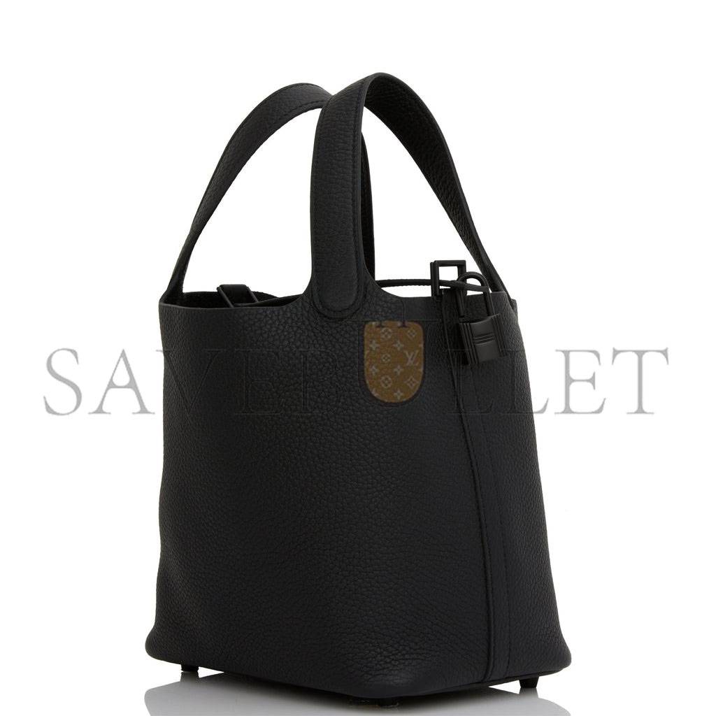 HERMES MONOCHROME PICOTIN 18 BLACK CLEMENCE BLACK HARDWARE (18*12*19cm)