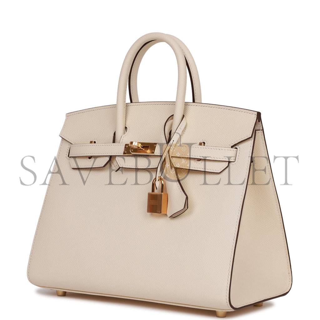 HERMES BIRKIN SELLIER 25 NATA EPSOM GOLD HARDWARE HANDMADE (25cm)