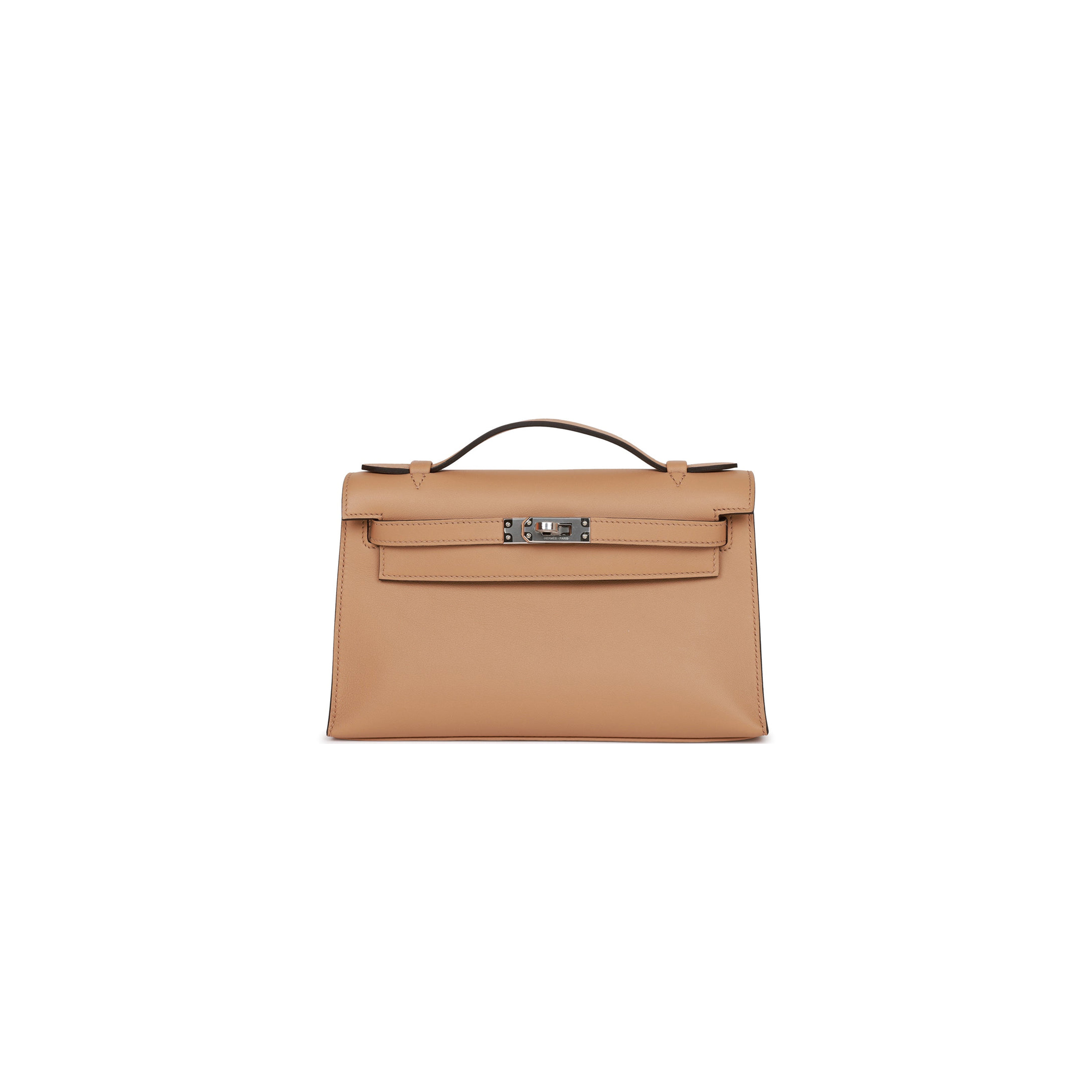 HERMES KELLY POCHETTE CHAI SWIFT PALLADIUM HARDWARE   (22*12*13cm)