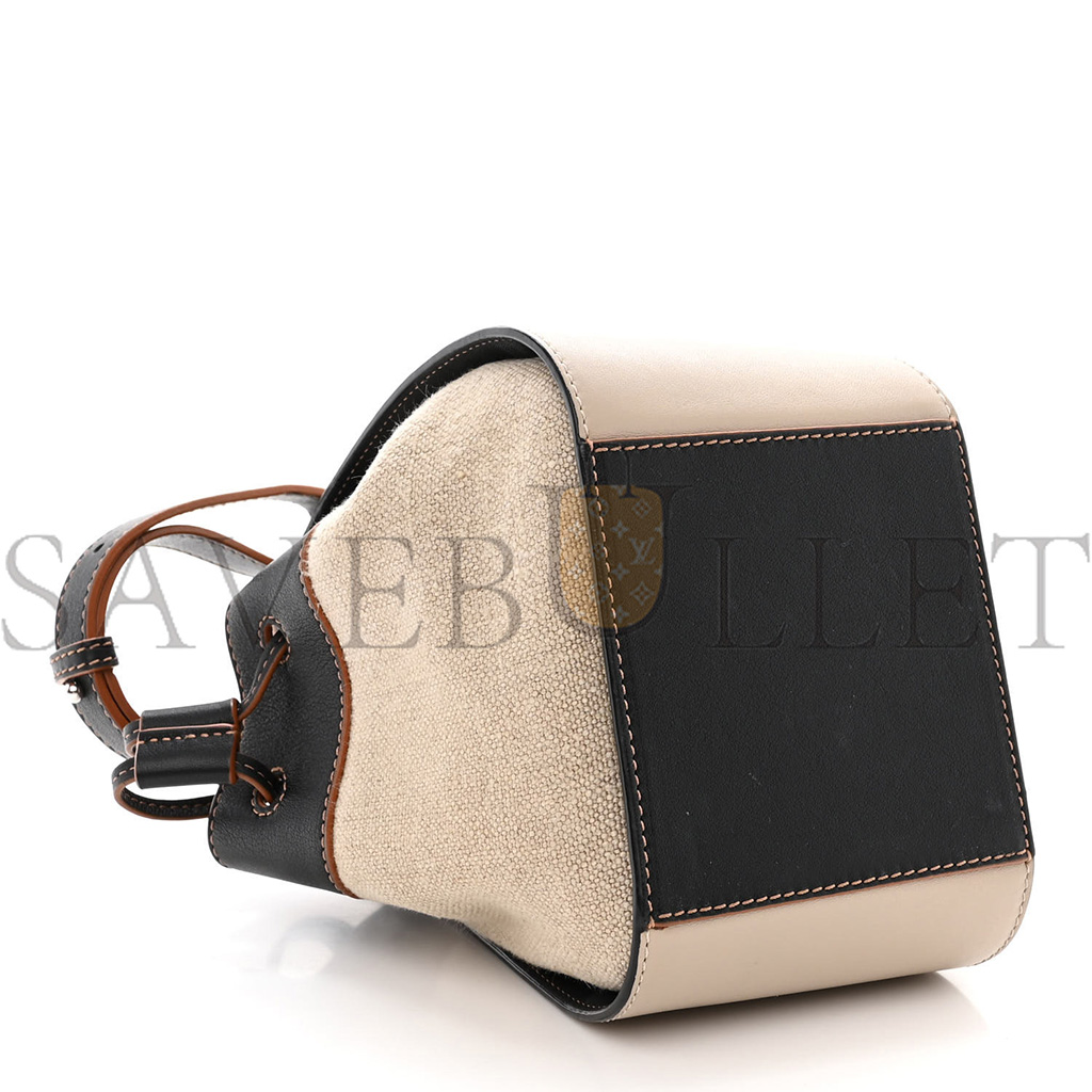 LOEWE CALFSKIN CANVAS MINI HAMMOCK SHOULDER BAG MINK BLACK (20*16*10cm)