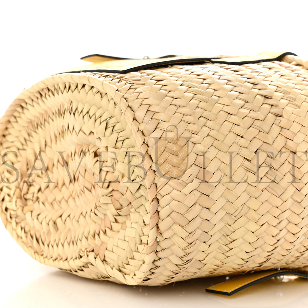 LOEWE RAFFIA SMALL BASKET TOTE BAG NATURAL YELLOW (21*18*13cm)