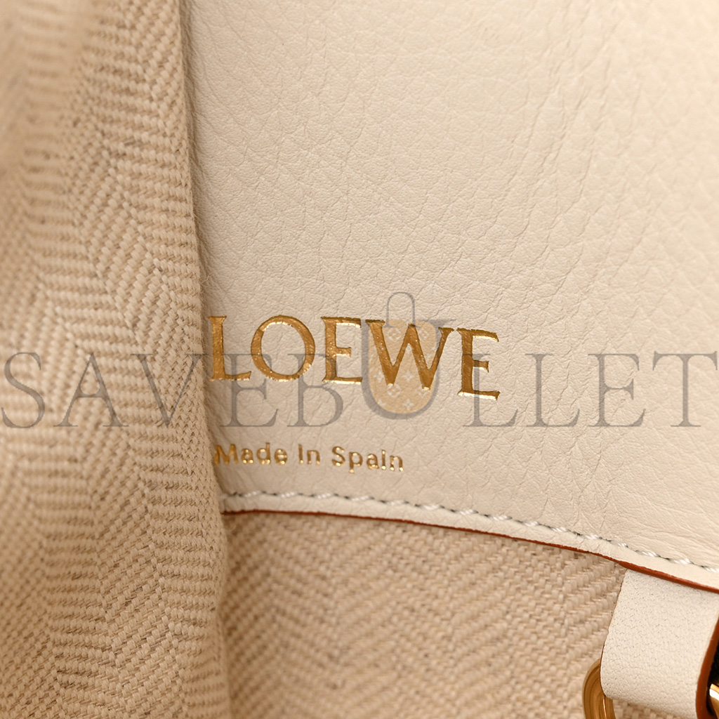 LOEWE CALFSKIN CANVAS ANAGRAM SMALL HAMMOCK SHOULDER BAG ECRU WHITE (26*26*14cm)