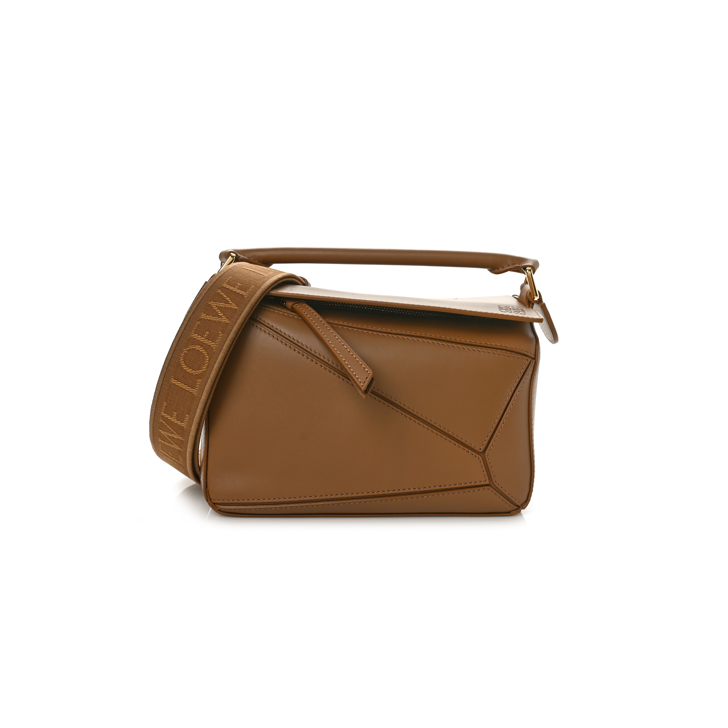 LOEWE SATIN CALFSKIN MONOCHROME SMALL PUZZLE EDGE BAG PALE OAK (24*16.5*10.5cm)