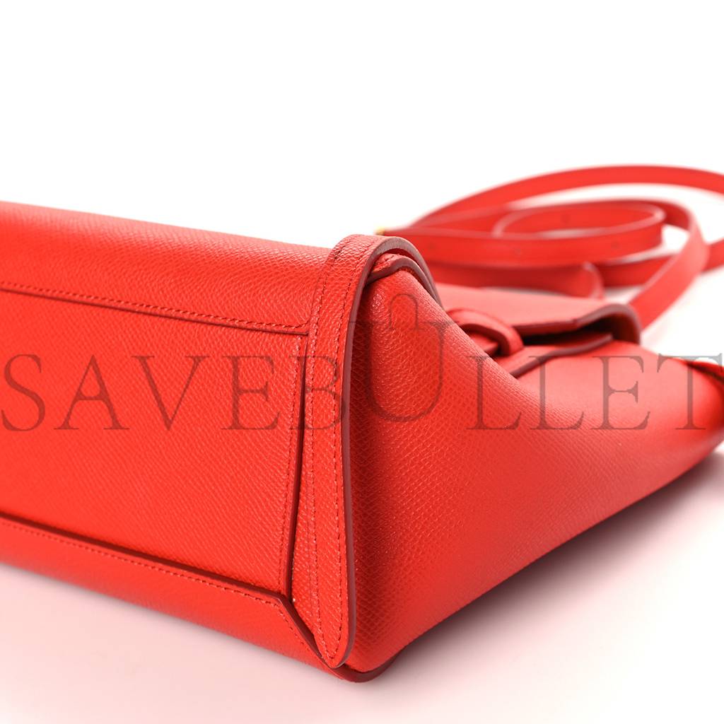 CELINE GRAINED CALFSKIN NANO BELT BAG CARNELIAN (20*20*12cm)