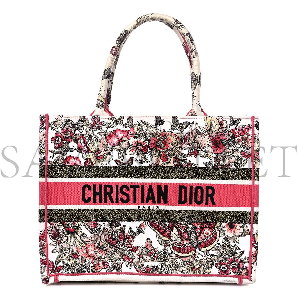 DIOR CANVAS EMBROIDERED MEDIUM BUTTERFLY PRINT BOOK TOTE MULTICOLOR (36*26*17.1cm)