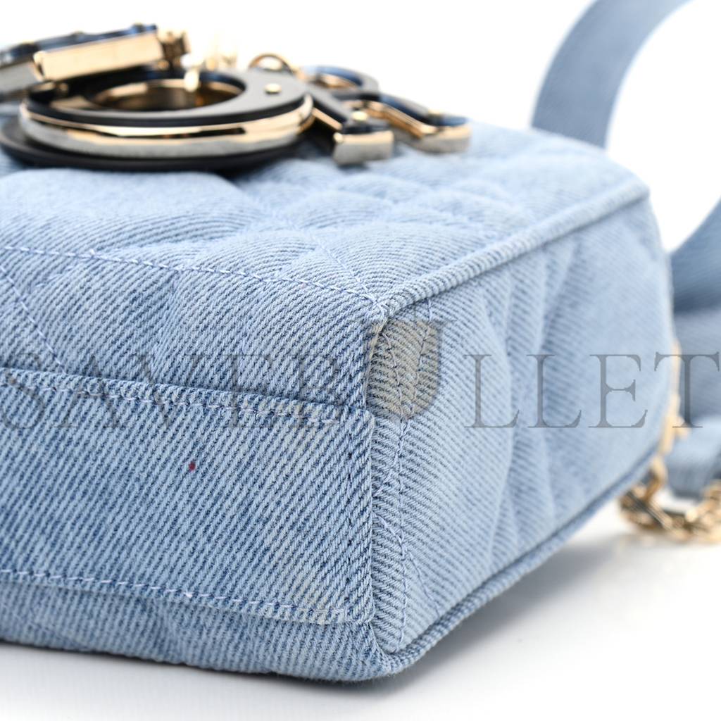 DIOR DENIM MACROCANNAGE LADY D-JOY BLUE (26*14*6.4cm)