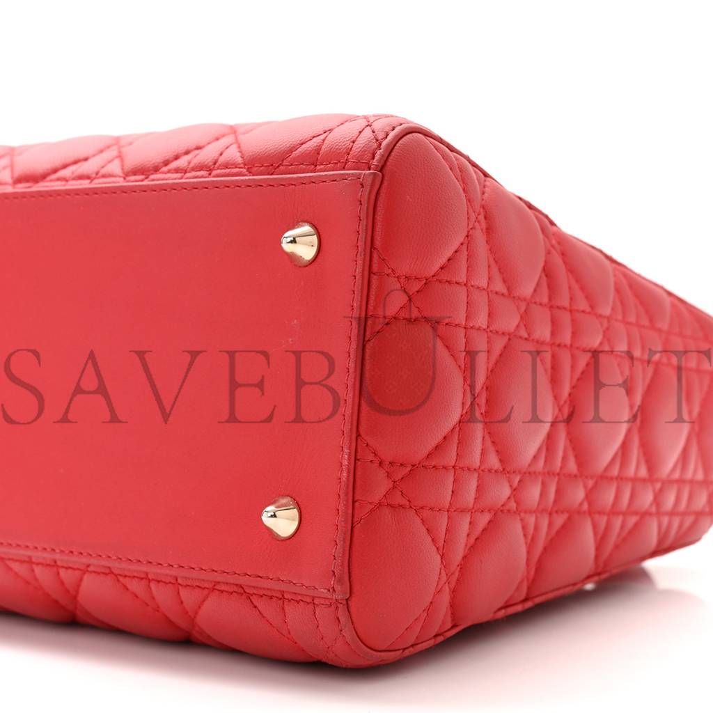 DIOR LAMBSKIN CANNAGE MEDIUM LADY DIOR RED (23*20*12.1cm)