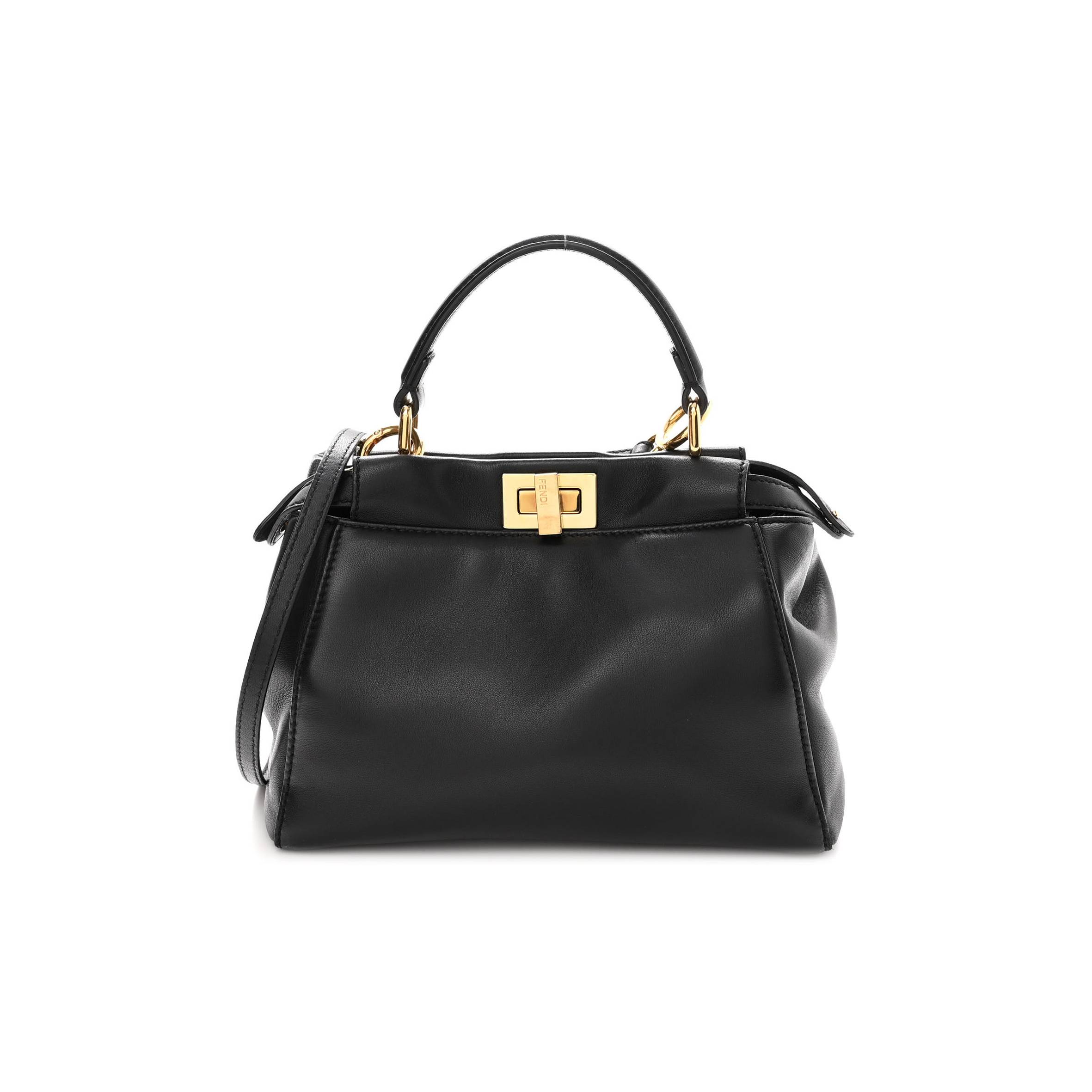 FENDI NAPPA MINI PEEKABOO ICONIC SATCHEL BLACK (23*17*11cm)