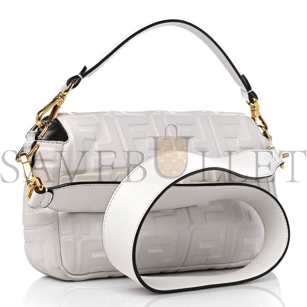 FENDI NAPPA FF 1974 EMBOSSED BAGUETTE WHITE (27*15*5cm)