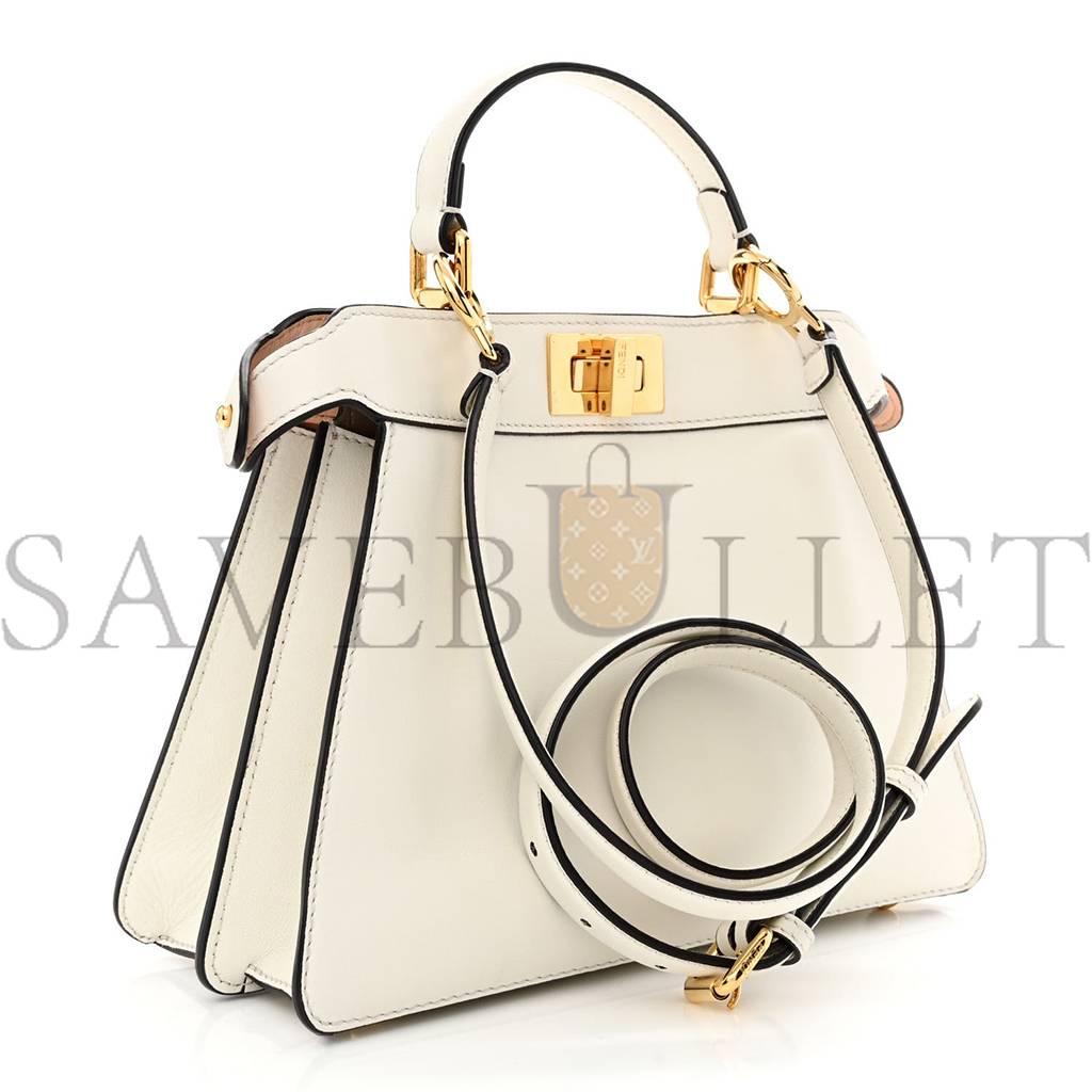 FENDI SHINY NAPPA PETITE PEEKABOO I SEE U SATCHEL WHITE (27*21*10cm)